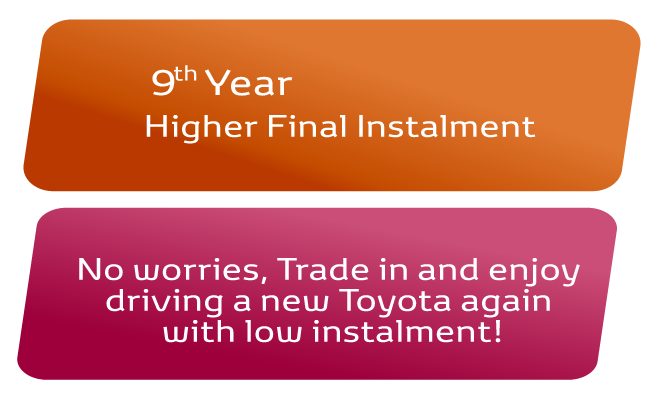 EZ Beli 3-Tier Plan: Trade in at the end of year 6! Enjoy driving a new Toyota again with LOW instalment